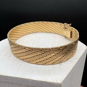 Veronese Italy 925 Vermeil Woven Mesh Bracelet 8.5" 15.4mm Heavy 45.54g